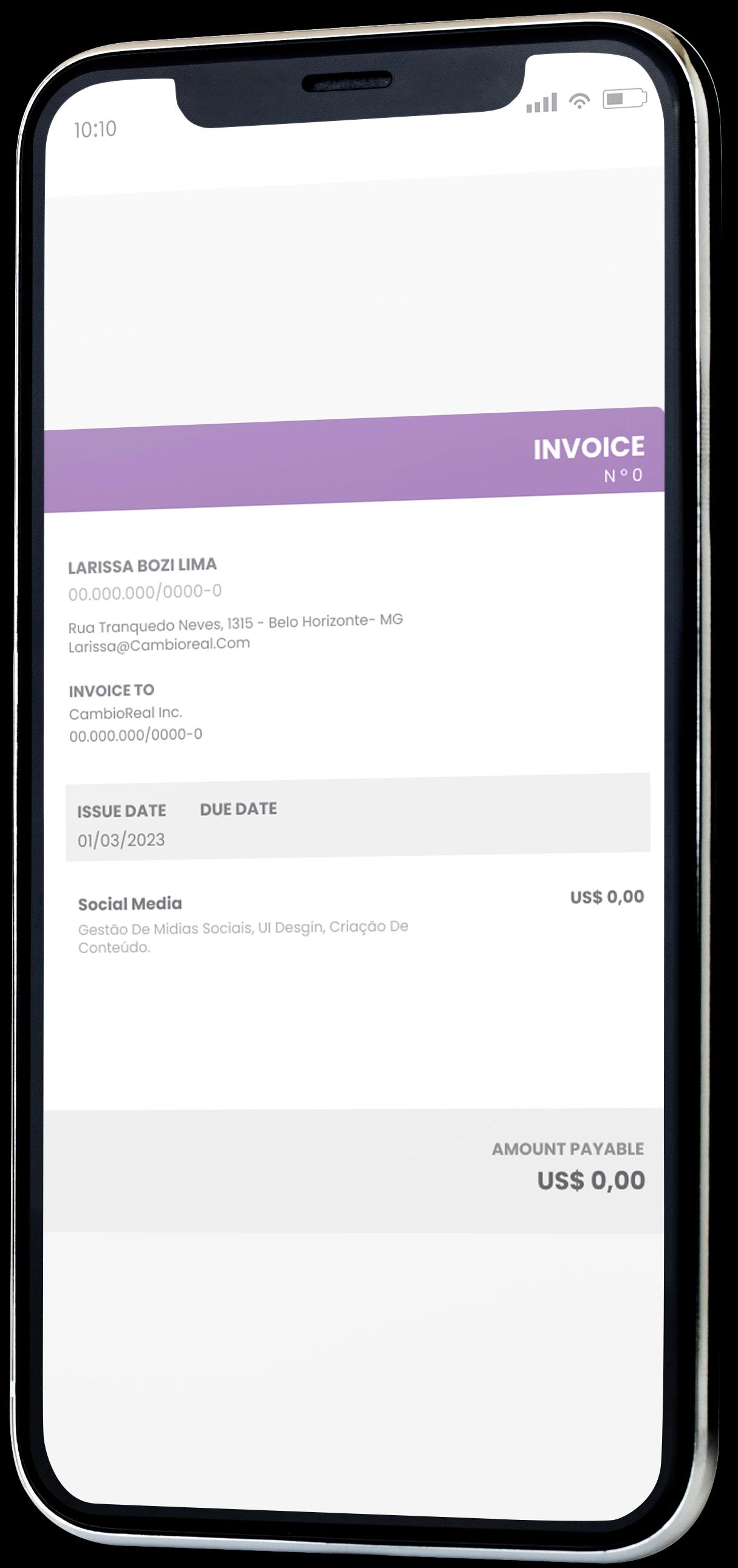 smartphone with an invoice on the screen